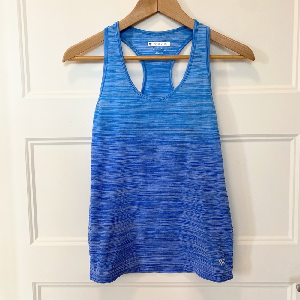 Forever 21 Size Small Ocean Blue Ombré Striped Racerback Workout Tank